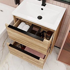 Тумба с раковиной La Fenice Tesoro 60 FNC-01-TES-DKK-60-2 канзас коричневый для ванной в интернет-магазине Sanbest