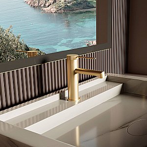 Смеситель для раковины Vincea Rim VBF-2RM1BG брашированное золото купить в интернет-магазине сантехники Sanbest