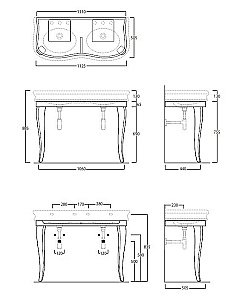 Консоль с раковиной SIMAS Lante LAM120 белая для ванной в интернет-магазине сантехники Sanbest