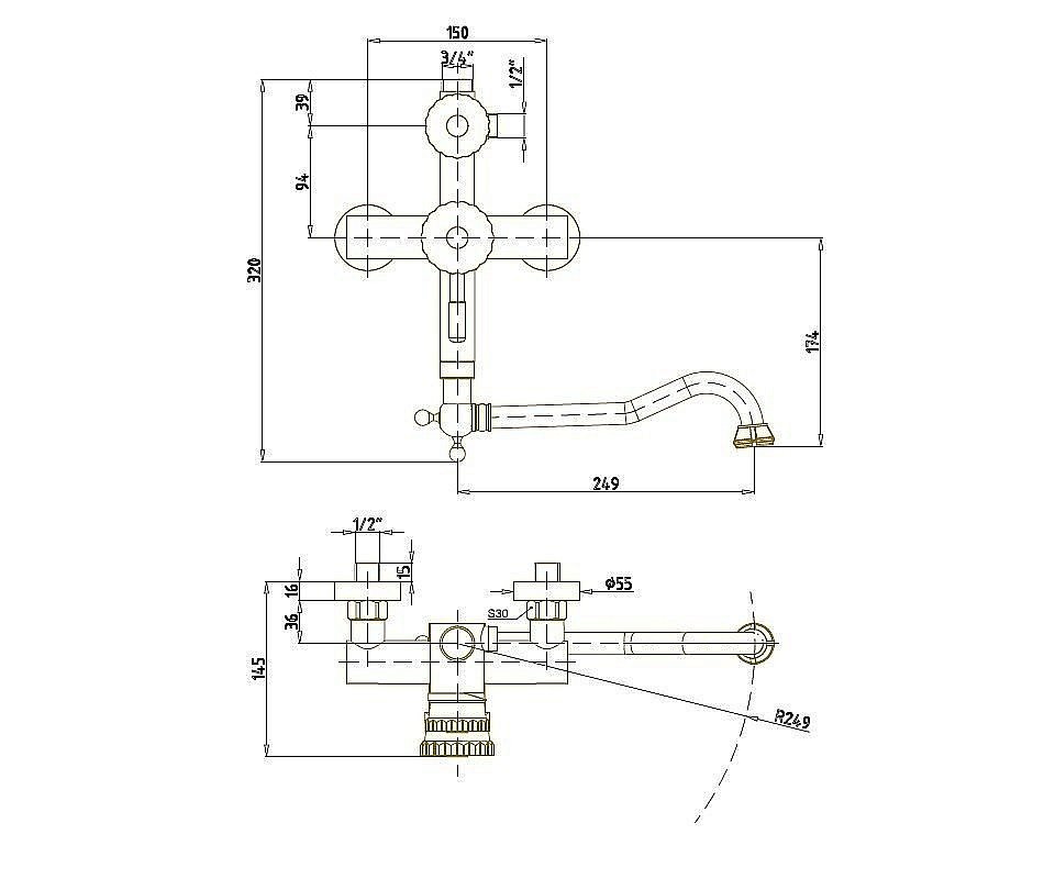 Душевая система Bronze de Luxe Windsor 10120DF/1 купить в интернет-магазине сантехники Sanbest