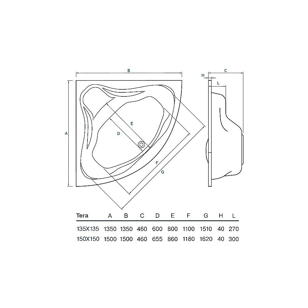 Ванна акриловая Koller Pool Tera 150x150 TERA150х150 белая купить в интернет-магазине Sanbest