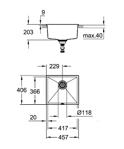 Кухонная мойка Grohe K700U 31653AP0 черный гранит купить в интернет-магазине сантехники Sanbest