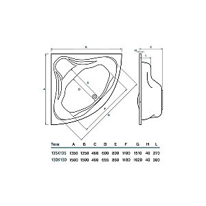 Ванна акриловая Koller Pool Tera 150x150 TERA150х150 белая купить в интернет-магазине Sanbest