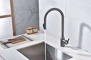 Смеситель для кухни Paulmark Universal Un213880-GM вороненая сталь купить в интернет-магазине сантехники Sanbest