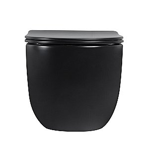 Унитаз подвесной Abber Bequem AC1104TMB черный матовый, безободковый, с крышкой микролифт, слив торнадо купить в интернет-магазине Sanbest