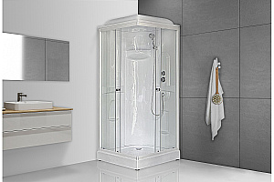 Душевая кабина Royal Bath RB 90HP1-T 90x90 стекло прозрачное/профиль белый купить в интернет-магазине Sanbest