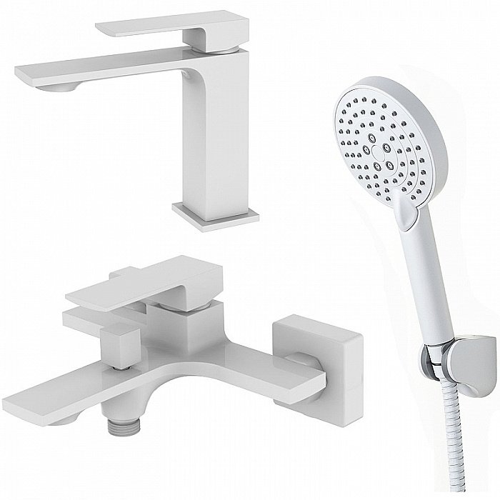 Набор смесителей Orange Lutz M04-311w белый купить в интернет-магазине сантехники Sanbest