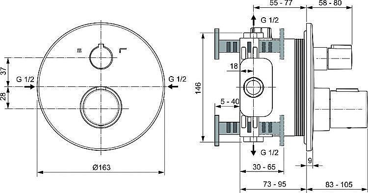 Смеситель для душа Ideal Standard CERATHERM T100 A5814XG купить в интернет-магазине сантехники Sanbest