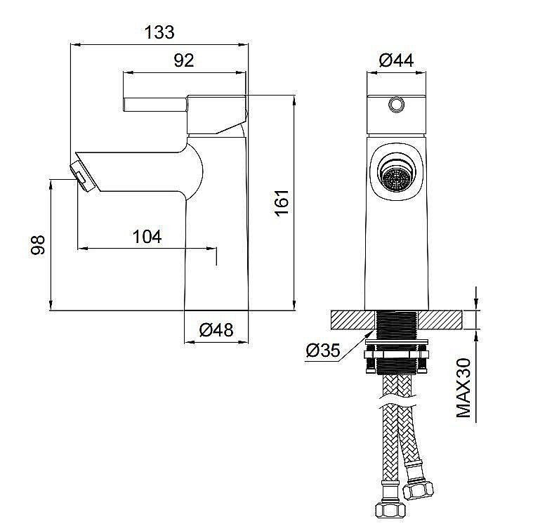 Смеситель для раковины WONZON & WOGHAND SOLO WW-139032-CR хром купить в интернет-магазине сантехники Sanbest