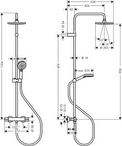 Душевая колонна Hansgrohe Vernis Blend Showerpipe 200 1jet 26276670 купить в интернет-магазине сантехники Sanbest