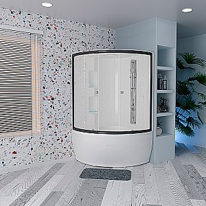 Душевой бокс Радомир Лаура 128х128 1-04-6-0-0-0820 стекло прозрачное/профиль черный купить в интернет-магазине Sanbest