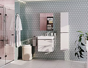 Тумба с раковиной Акватон Скай 50 белая глянцевая для ванной в интернет-магазине Sanbest