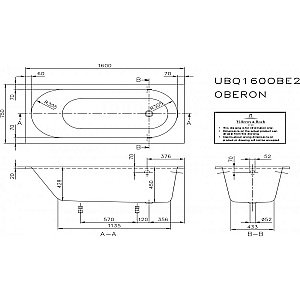 Ванна Villeroy&Boch Oberon UBQ160OBE2V-01 160x75 альпийский белый купить в интернет-магазине Sanbest