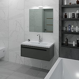 Тумба с раковиной LA FENICE Elba Grigio 100 серая для ванной в интернет-магазине Sanbest