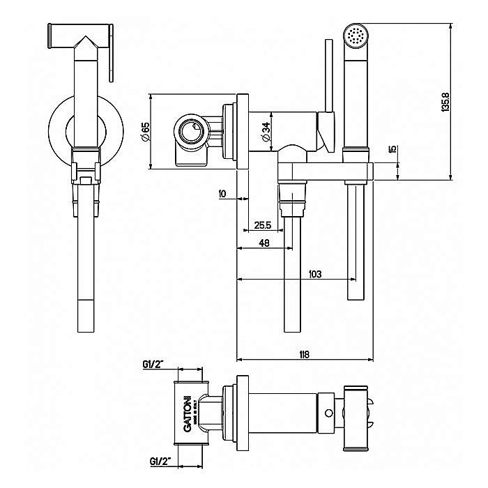 Гигиенический душ Gattoni RT010NS купить в интернет-магазине сантехники Sanbest