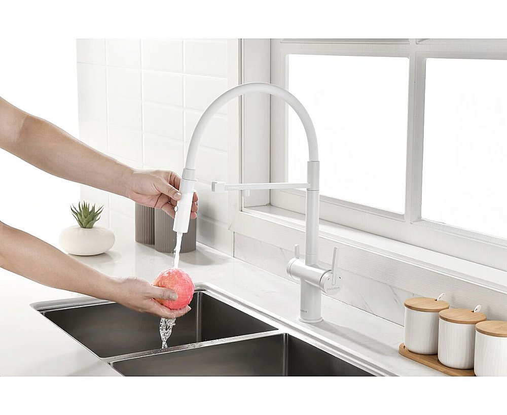 Смеситель для кухни Paulmark Gravity Gr213888-WH белый матовый купить в интернет-магазине сантехники Sanbest