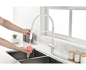 Смеситель для кухни Paulmark Gravity Gr213888-WH белый матовый купить в интернет-магазине сантехники Sanbest