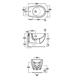 Биде подвесное Simas Vignoni VI19 серое матовое купить в интернет-магазине Sanbest