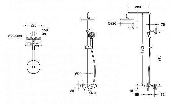 Душевая система Bravat WATERFALL F639114C-A2-RUS купить в интернет-магазине сантехники Sanbest