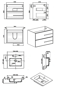 Тумба с раковиной Parly Bella 60 подвесная белая глянцевая для ванной в интернет-магазине Sanbest