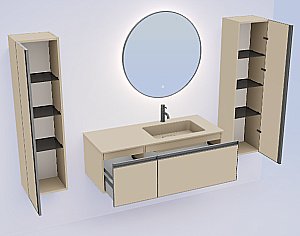 Тумба с раковиной Armadi Art QUATRO 2 120 DAPHNE/профиль ANTHRACITE/раковина DAPHNE для ванной в интернет-магазине Sanbest