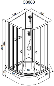 Душевая кабина AvaCan C Серия C3080 N 80х80 без крыши купить в интернет-магазине Sanbest