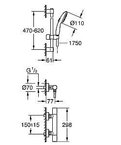 Смеситель для душа Grohe Grohtherm 800 Cosmopolitan 34768001 хром купить в интернет-магазине сантехники Sanbest