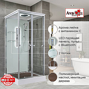 Душевая кабина AvaCan V2010LED с подсветкой, арома-лейка, прозрачная/профиль хром купить в интернет-магазине Sanbest
