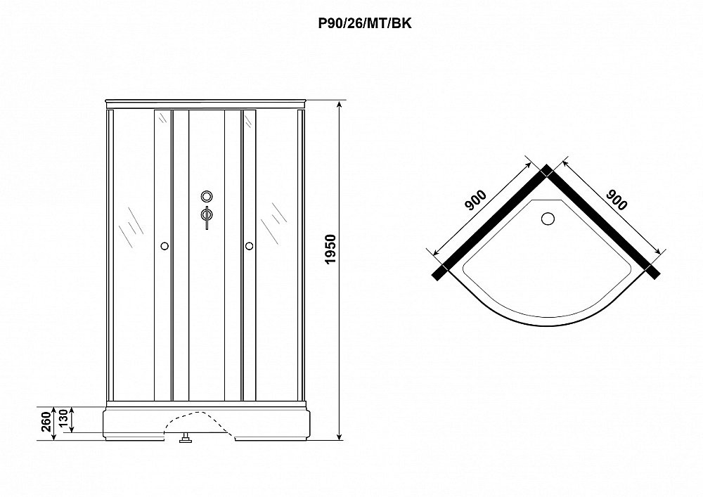 Душевая кабина Niagara Promo P90/26/MT/BK 90х90 купить в интернет-магазине Sanbest