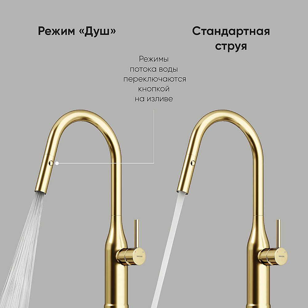 Смеситель для кухни Sancos Grand SC4002BG брашированное золото купить в интернет-магазине сантехники Sanbest