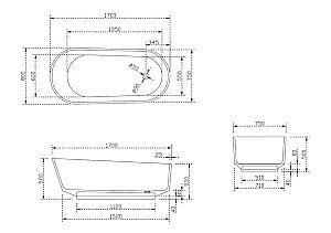 Ванна Abber Kristall AT9706Opal 170x80 коричневая прозрачная купить в интернет-магазине Sanbest