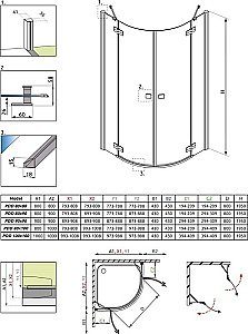 Душевой уголок Radaway Almatea PDD/E 100х80 30542-01-05N стекло графит/профиль хром купить в интернет-магазине Sanbest