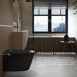 Электронный унитаз-биде ABBER Bequem AC1121SMB черный матовый, с крышкой микролифт купить в интернет-магазине Sanbest