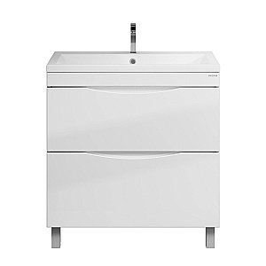 Тумба с раковиной напольная Grossman Виста 80 с 2-я ящ, белый глянец для ванной в интернет-магазине Sanbest