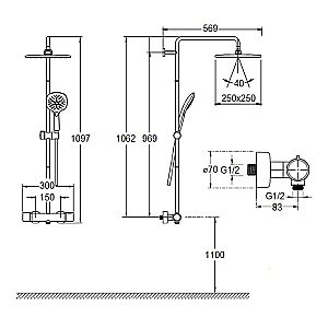 Душевая система Jacob Delafon Atom E36125-CP хром купить в интернет-магазине сантехники Sanbest