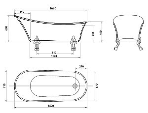 Ванна акриловая Grossman Retro 162х71 GR-1002M белая матовая купить в интернет-магазине Sanbest