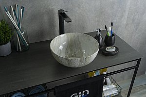 Раковина накладная Gid Esfera 32 Mnc487 54435 белая мрамор купить в интернет-магазине Sanbest