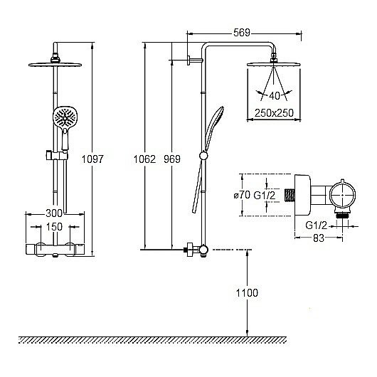 Душевая система Jacob Delafon Atom E36125-CP хром купить в интернет-магазине сантехники Sanbest