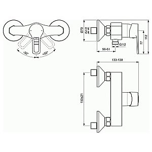 Смеситель для душа Vidima Hype BA398AA купить в интернет-магазине сантехники Sanbest