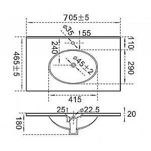 Раковина Ceramalux N 70,5 9070F белая купить в интернет-магазине Sanbest