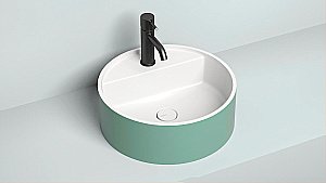 Раковина накладная Salini ARMONIA 02 130126MRH 45 из искусственного камня S-Stone, белая матовая, цвет по RAL снаружи купить в интернет-магазине Sanbest