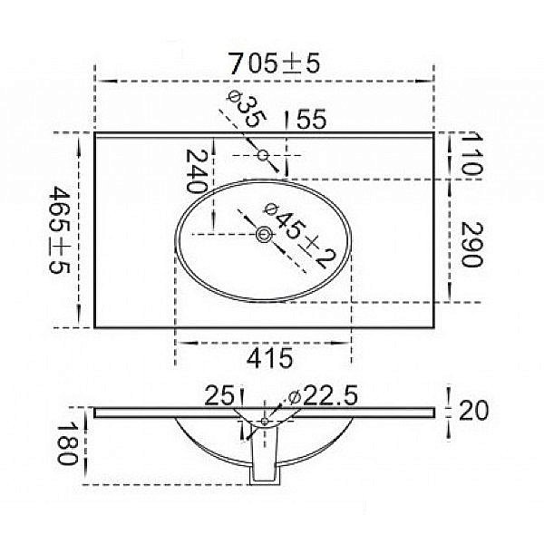 Раковина Ceramalux N 70,5 9070F белая купить в интернет-магазине Sanbest