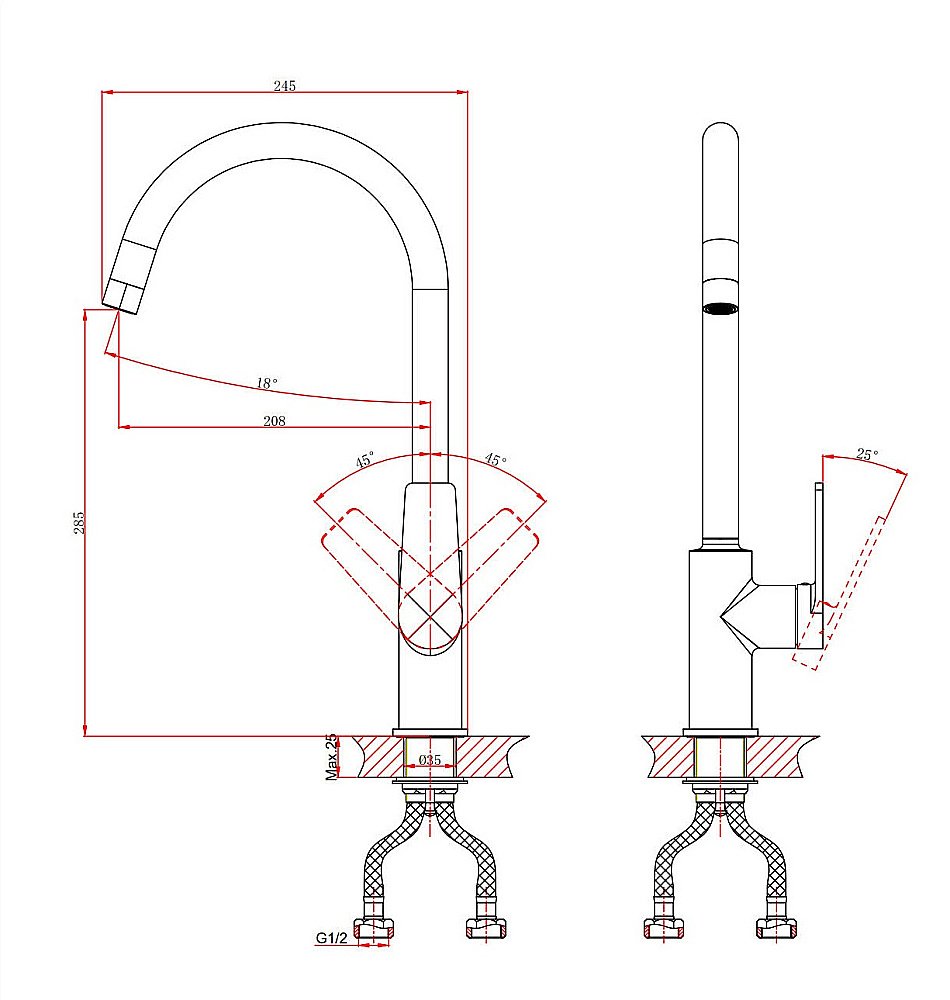 Смеситель для кухни D&K Bayern.Furth DA1522405 черный матовый купить в интернет-магазине сантехники Sanbest