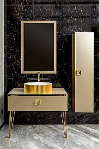 Консоль с раковиной и столешницей Armadi Art LUCIDO 100 светлое золото для ванной в интернет-магазине сантехники Sanbest