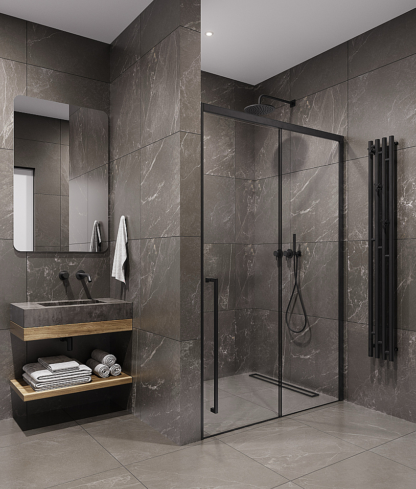 Душевая дверь Timo TDSS-150/03C-8L/R 150 профиль черный/стекло прозрачное купить в интернет-магазине Sanbest