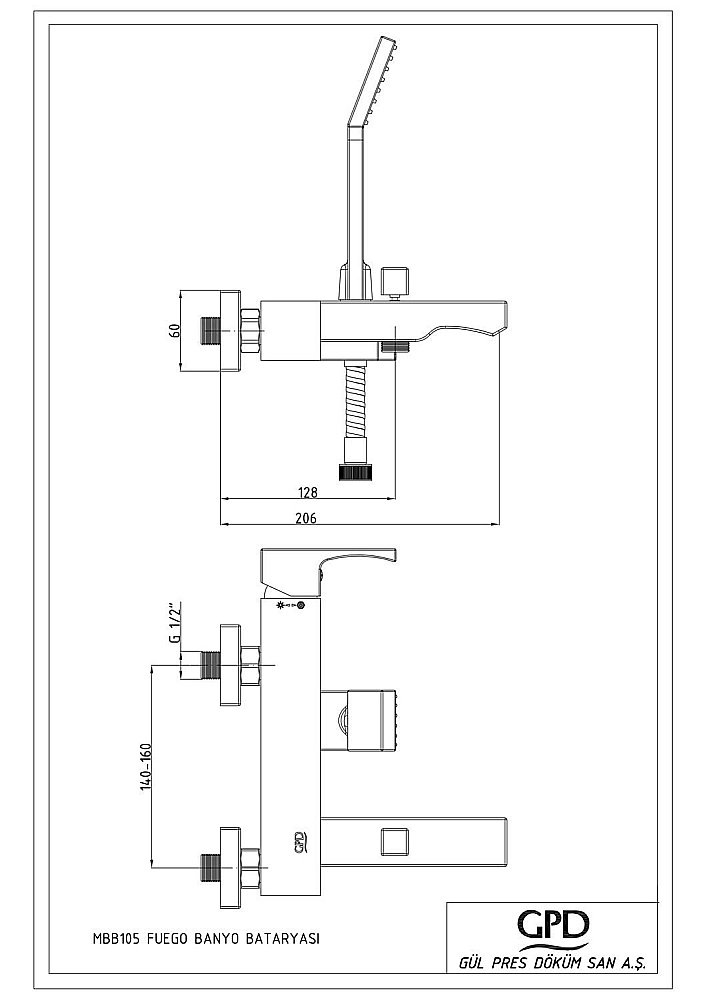 Смеситель для ванны GPD FUEGO MBB105 купить в интернет-магазине сантехники Sanbest
