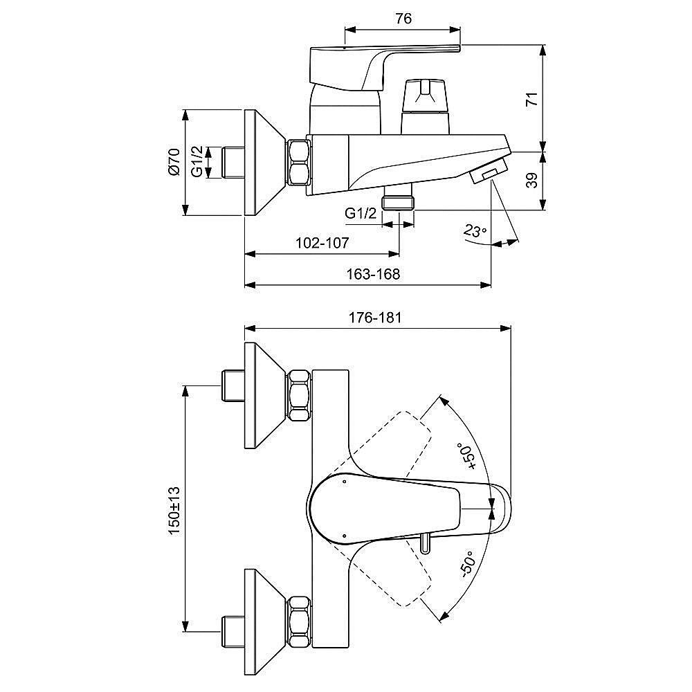 Смеситель для ванны Ideal Standard Cerafine D BC494AA купить в интернет-магазине сантехники Sanbest