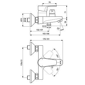 Смеситель для ванны Ideal Standard Cerafine Model D BC494AA купить в интернет-магазине сантехники Sanbest