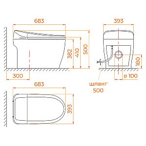 Унитаз приставной RGW SW-30 63420130-01 белый, безободковый, с крышкой микролифт, слив торнадо купить в интернет-магазине Sanbest