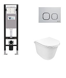 Унитаз с инсталляцией WeltWasser AMBERG 350 + TELBACH 004 GL-WT + AMBERG RD-WT белый/кнопка белая-хром купить в интернет-магазине Sanbest